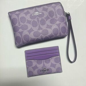 Coach wristlet and card holder purple
